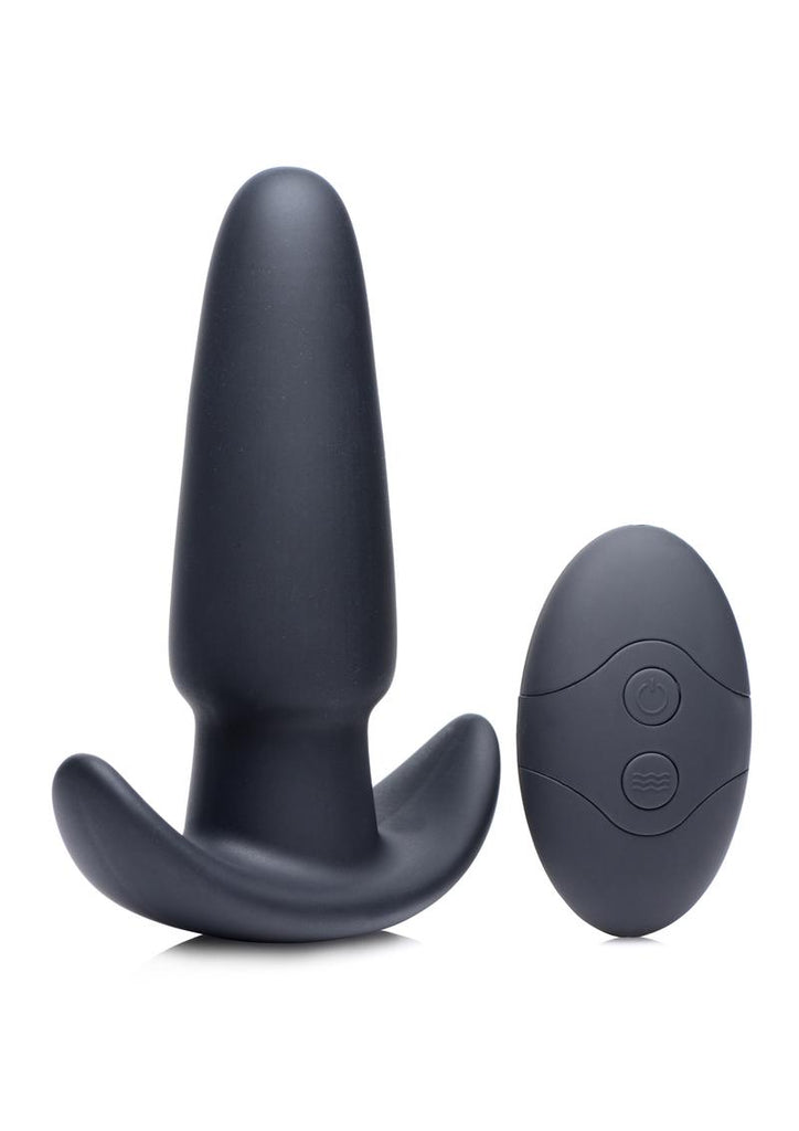 Thump-It Rechargeable Silicone Thumping Anal Plug with Remote Control - Black - Medium