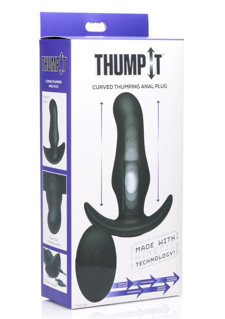 Thump-It Rechargeable Silicone Thumping Prostate Plug with Remote Control - Black