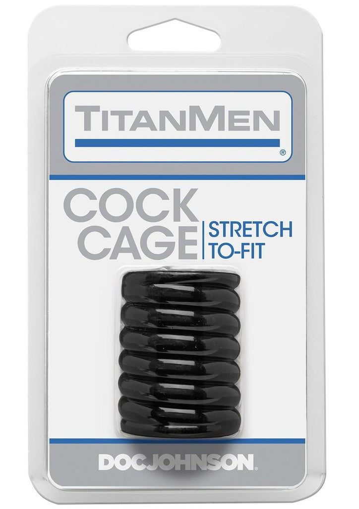 Titanmen Ribbed Stretch-To-Fit Cock Cage - Black