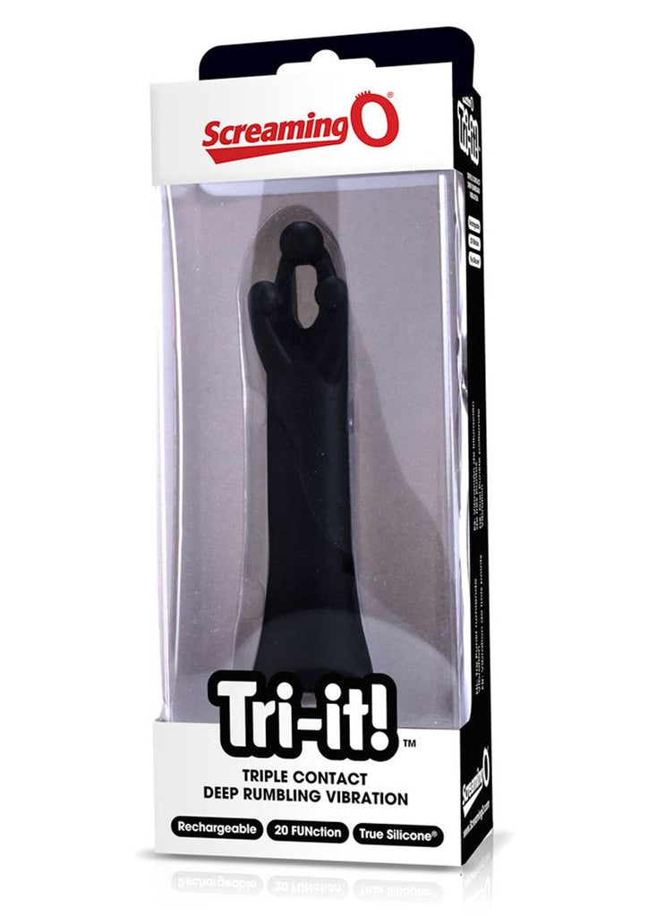 Tri It Silicone USB Rechargeable Clitoral Stimulation Vibrator Waterproof - Black