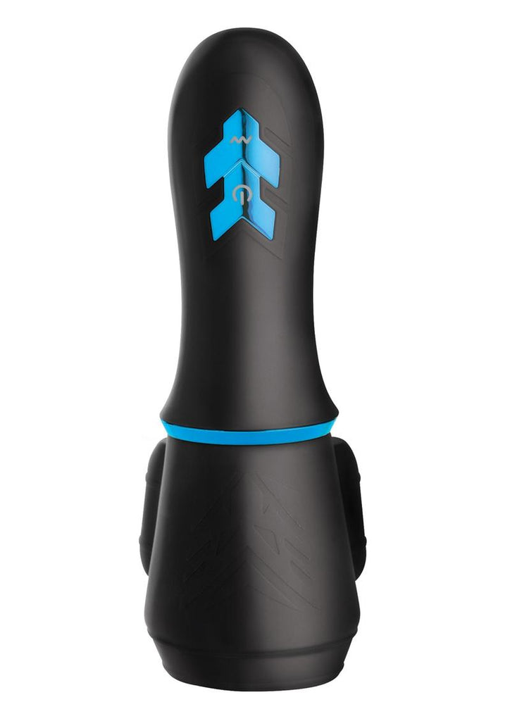 Trinity Men 10x Turbo Silicone Rechargeable Penis Head Pleaser - Black/Blue