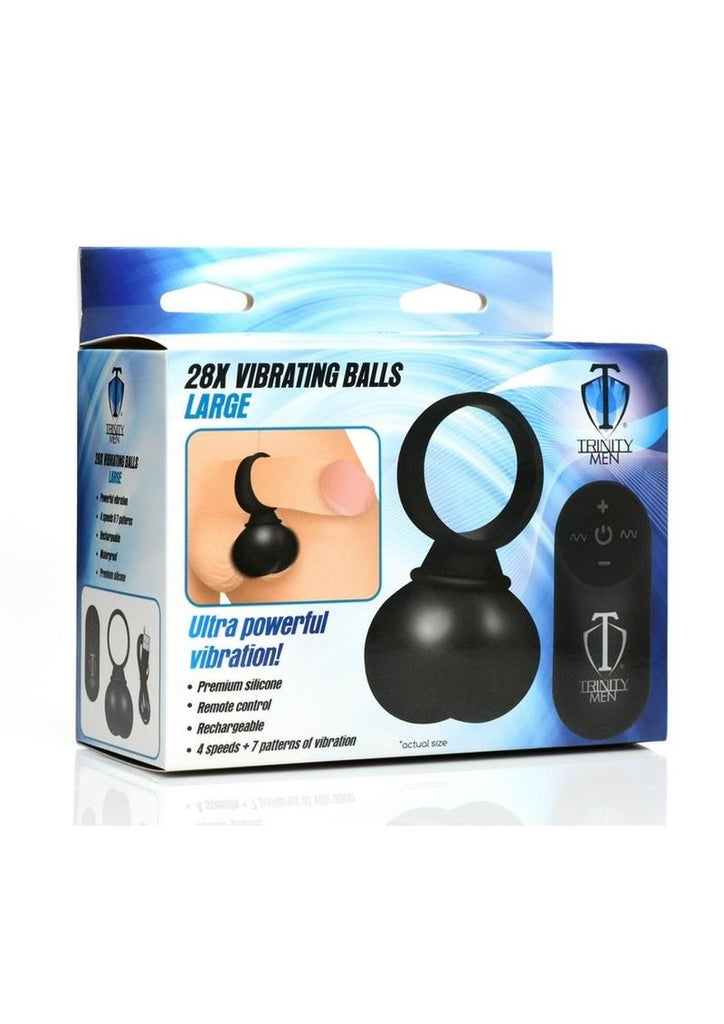 Trinity Men 28x Rechargeable Silicone Vibrating Balls with Remote - Black - Large