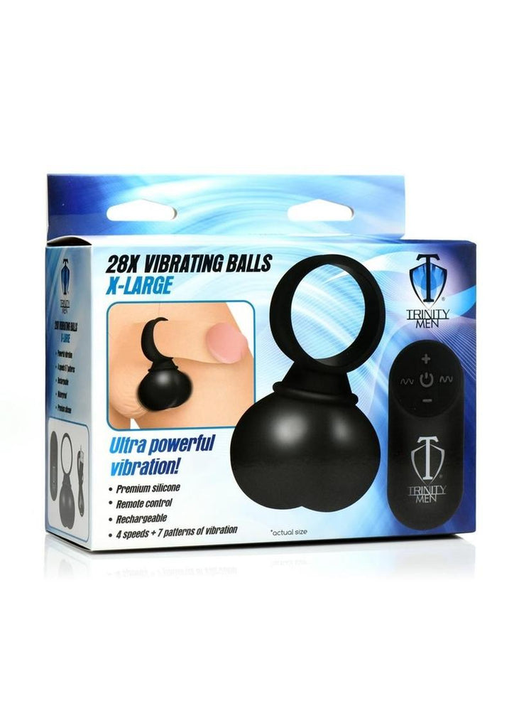 Trinity Men 28x Rechargeable Silicone Vibrating Balls with Remote - Black - Large/XLarge