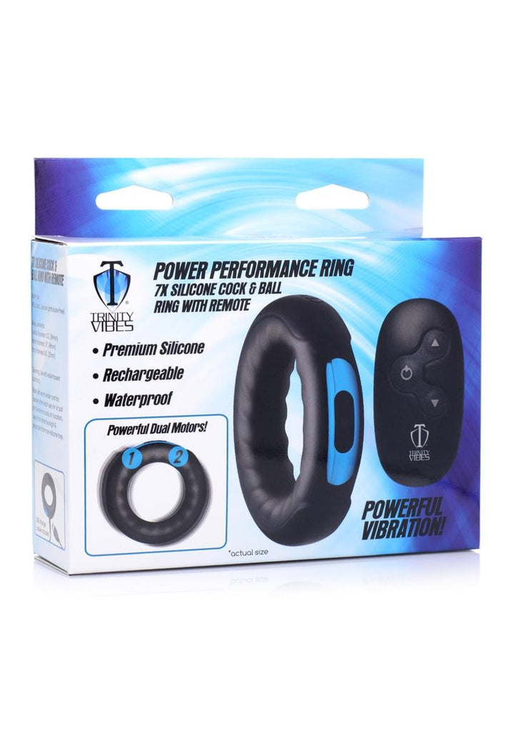Trinity Men Remote Control 7x Rechargeable Silicone Cock Ring - Black
