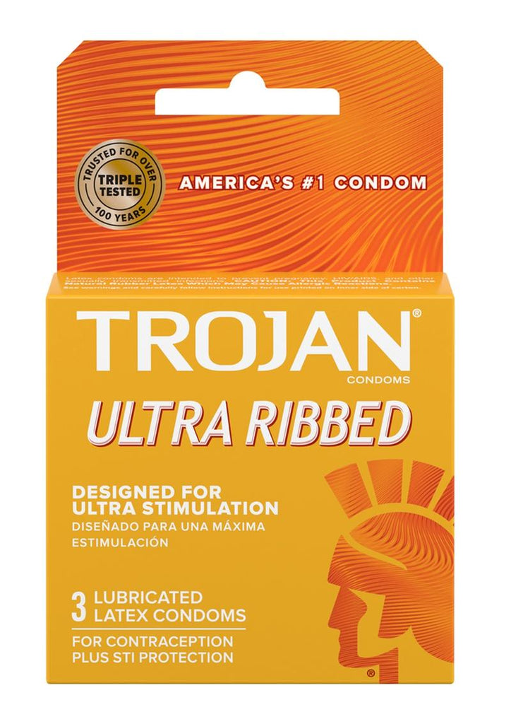 Trojan Condom Stimulations Ultra Ribbed Lubricated - 3 Pack