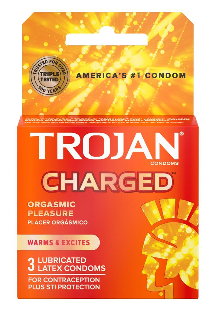 Trojan Intensified Charged Orgasmic Pleasure Condoms - 3pk