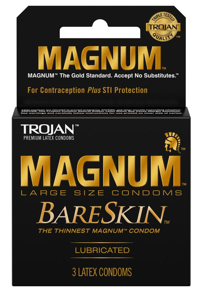 Trojan Magnum Bareskin Lubricated Latex Condoms - Large - 3-Pack