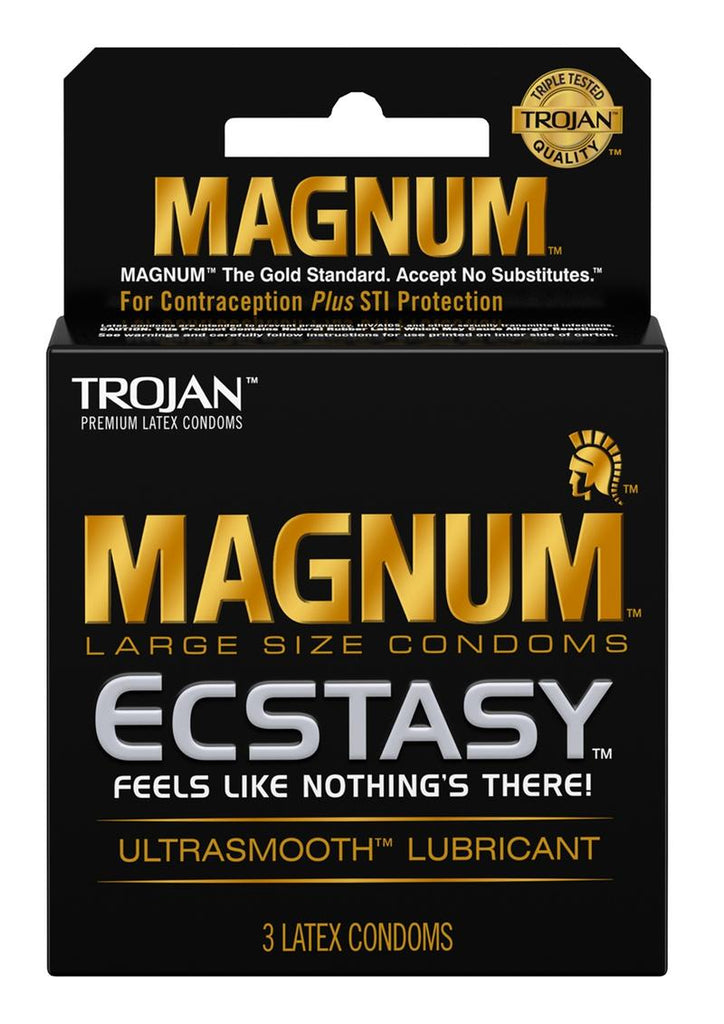 Trojan Magnum Ecstasy Ultra Smooth Lubricant Latex Condoms - 3-Pack