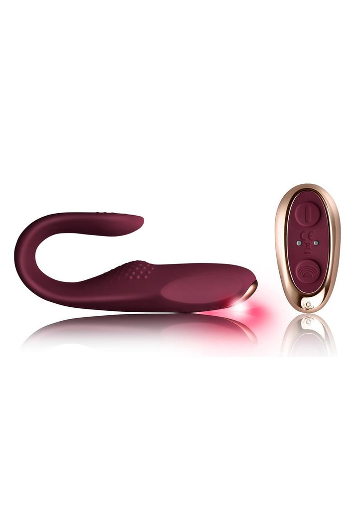 Two-Vibe Silicone Rechargeable Dual Vibrator with Remote Control - Burgundy/Purple/Rose Gold