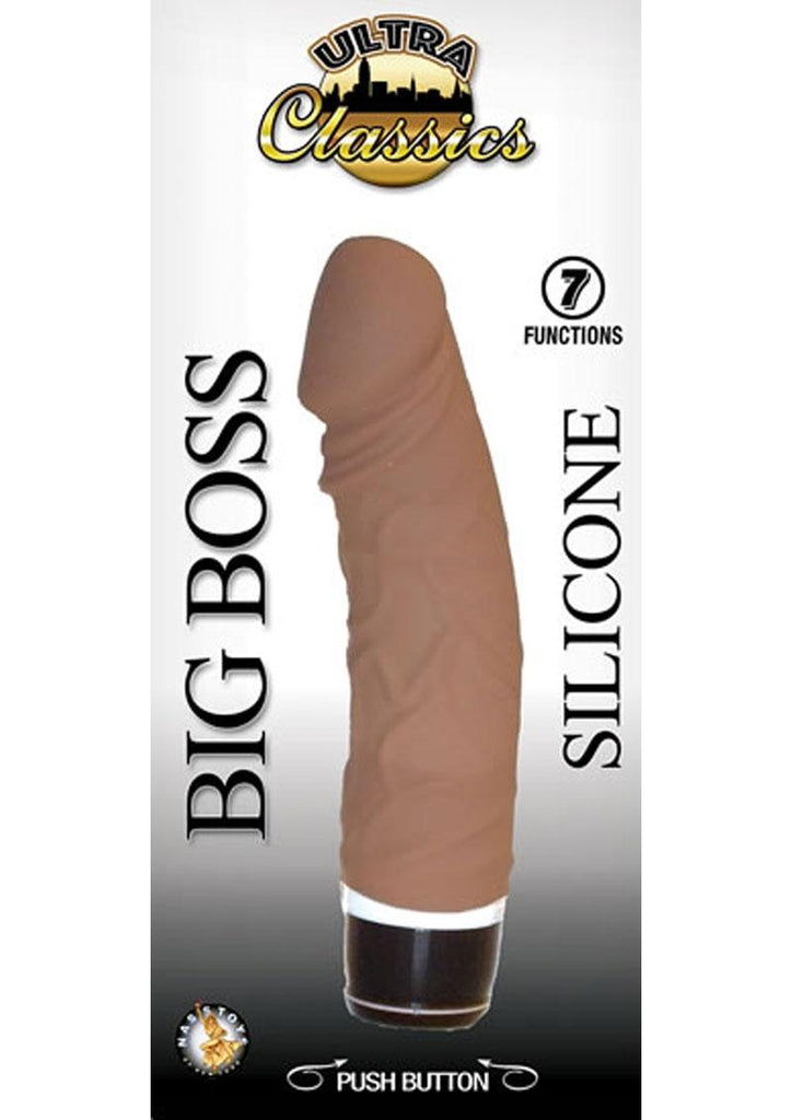 Ultra Classics Big Boss Silicone Vibrating Dildo - Brown/Chocolate