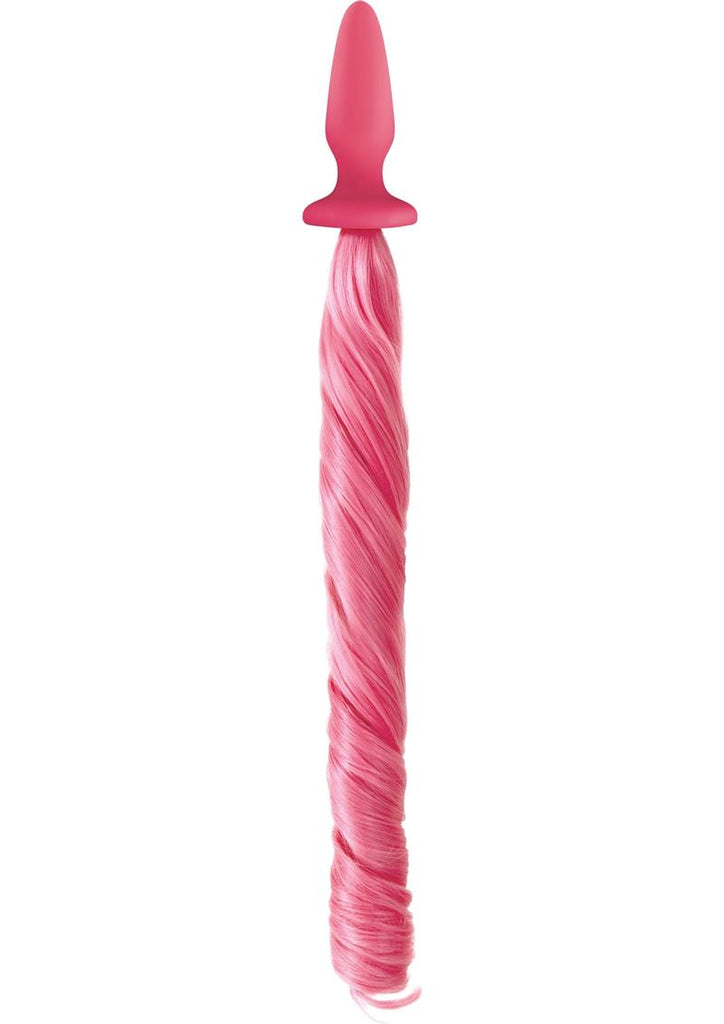 Unicorn Tails Silicone Anal Plug - Pastel Pink/Pink