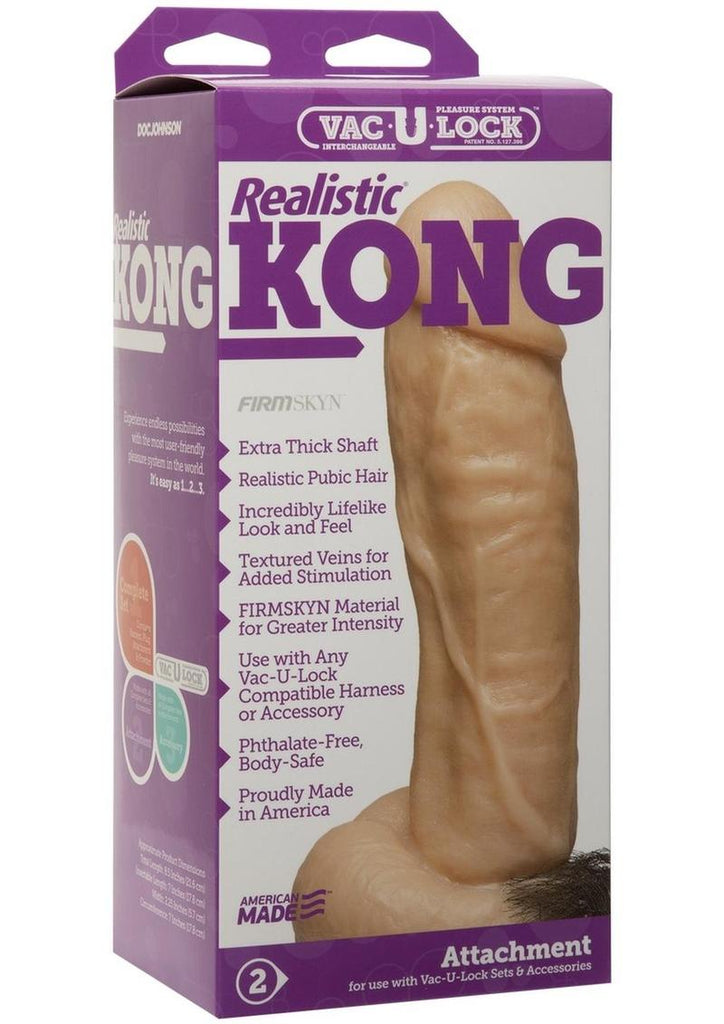 Vac-U-Lock Realistic Kong Firmskyn Dildo - Flesh/Vanilla - 8.5in