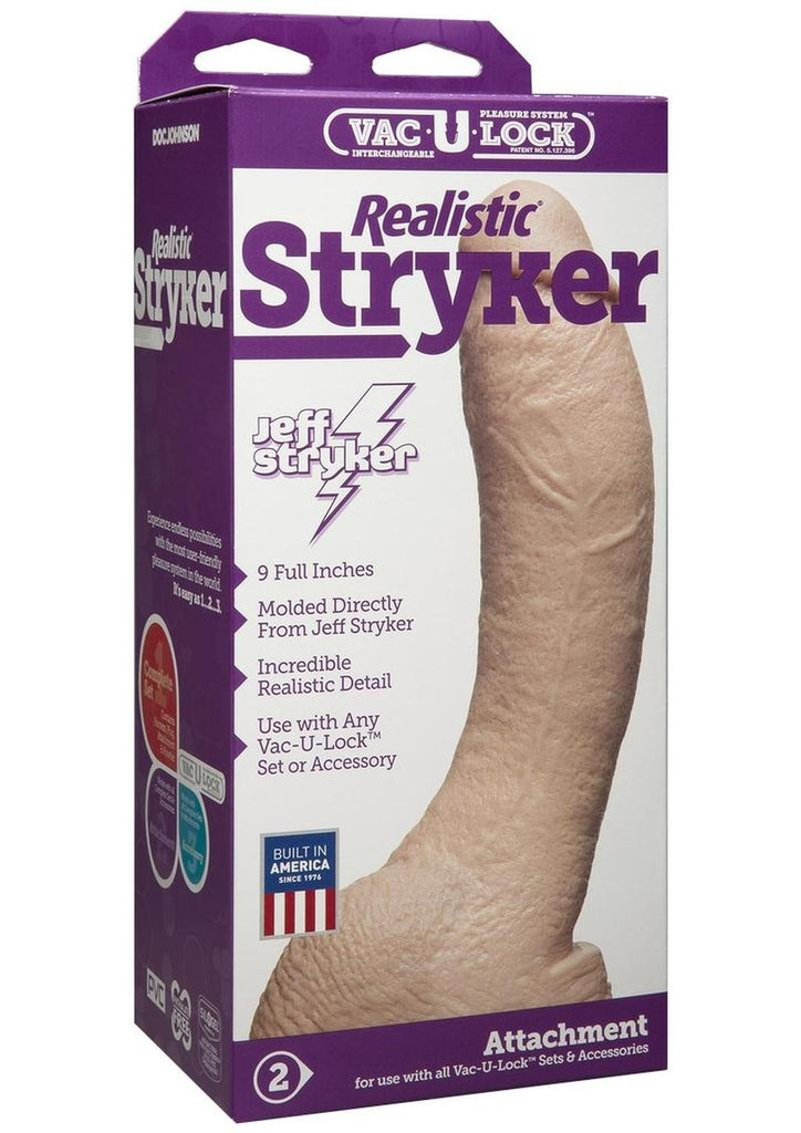 Vac-U-Lock Realistic Stryker Dildo - Flesh/Vanilla - 9in
