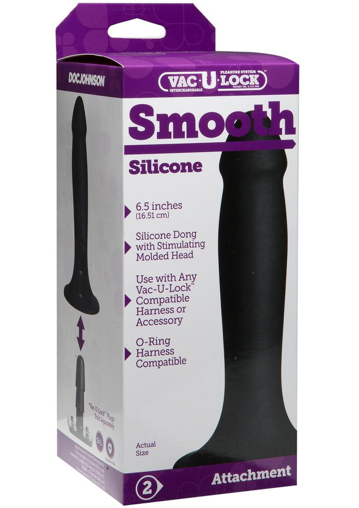 Vac-U-Lock Smooth Silicone Dildo - Black - 6.5in