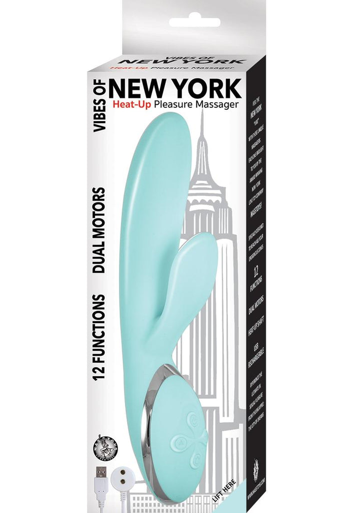 Vibes Of New York Heat Up Pleasure Rechargeable Silicone Warming Vibrator - Aqua/Blue