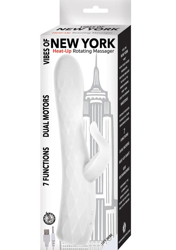 Vibes Of New York Heat Up Rotating Rechargeable Silicone Warming Vibrator - White