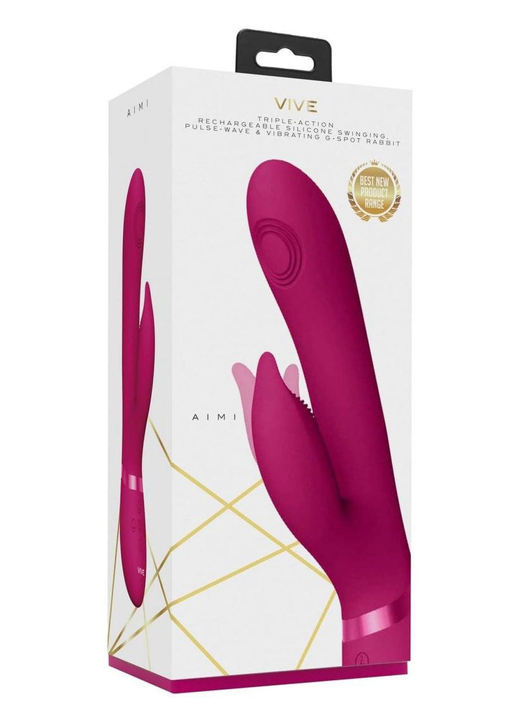 Vive Aimi Rechargeable Silicone Pulse Wave and Vibrating G-Spot Rabbit - Pink