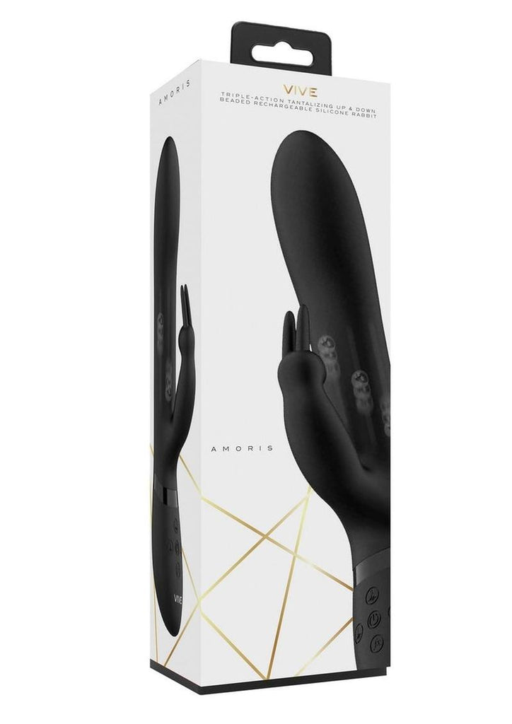 Vive Amoris Rechargeable Silicone Beaded Rabbit Vibrator - Black