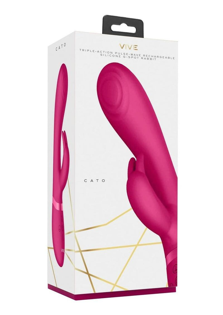 Vive Cato Pulse Wave Rechargeable Silicone G-Spot Rabbit Vibrator - Pink