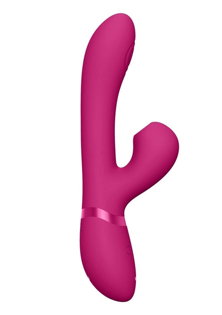 Vive Hide Rechargeable Silicone Airwave Clitoral and Pulse Wave G-Spot Vibrator - Pink