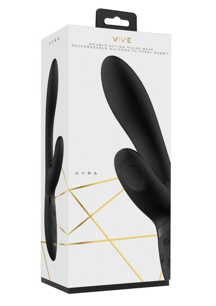 Vive Kyra Pulse Wave Rechargeable Silicone Clitoral Rabbit Vibrator - Black