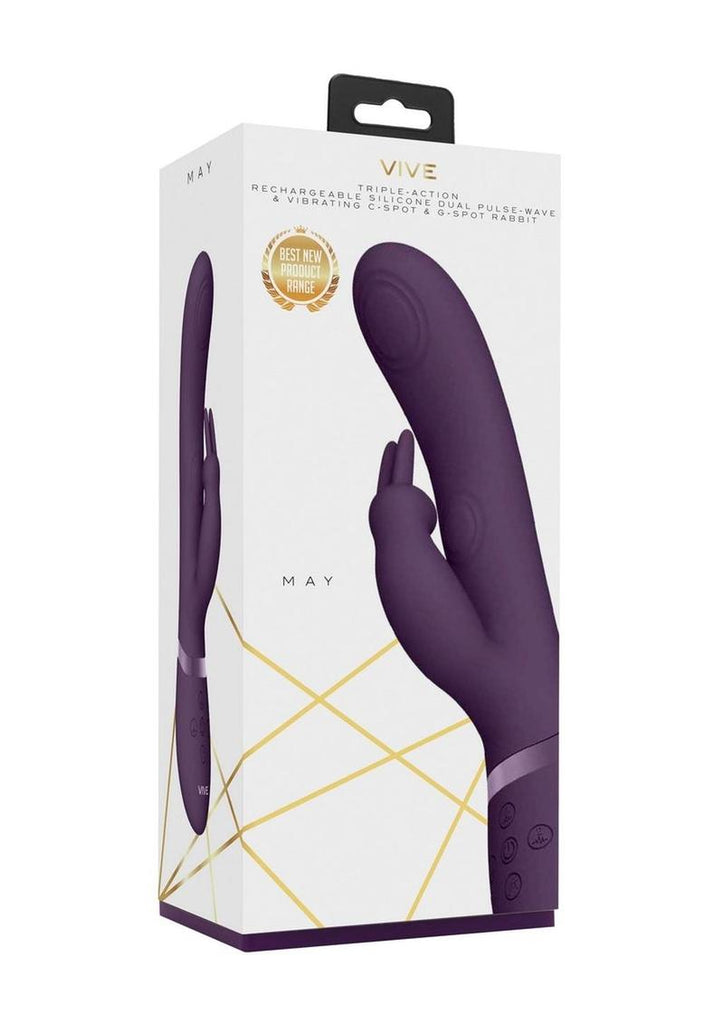 Vive May Dual Pulse-Wave and Vibrating C-Spot and G-Spot Rechargeable Silicone Rabbit - Purple