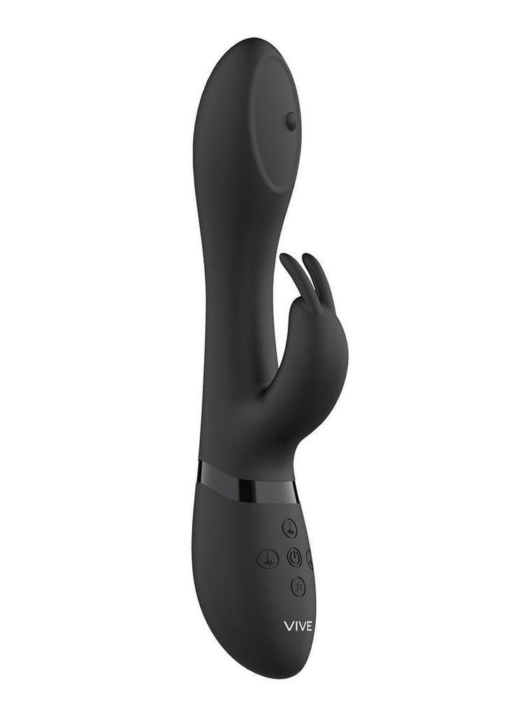 Vive Mira Rechargeable Silicone Spinning G-Spot Rabbit Vibrator - Black