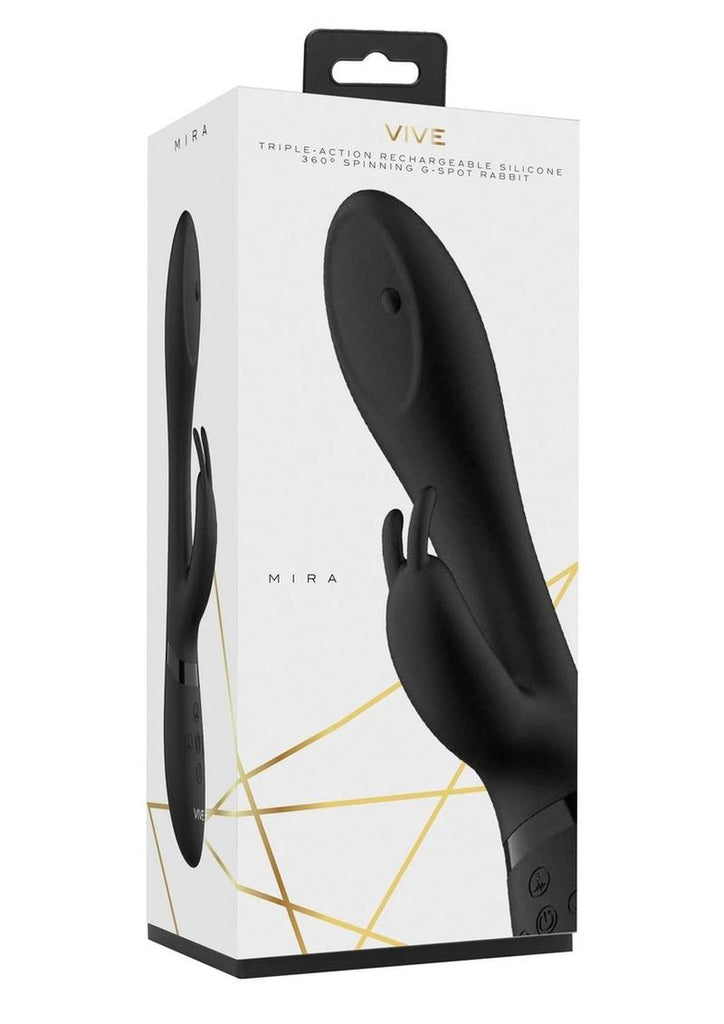 Vive Mira Rechargeable Silicone Spinning G-Spot Rabbit Vibrator - Black
