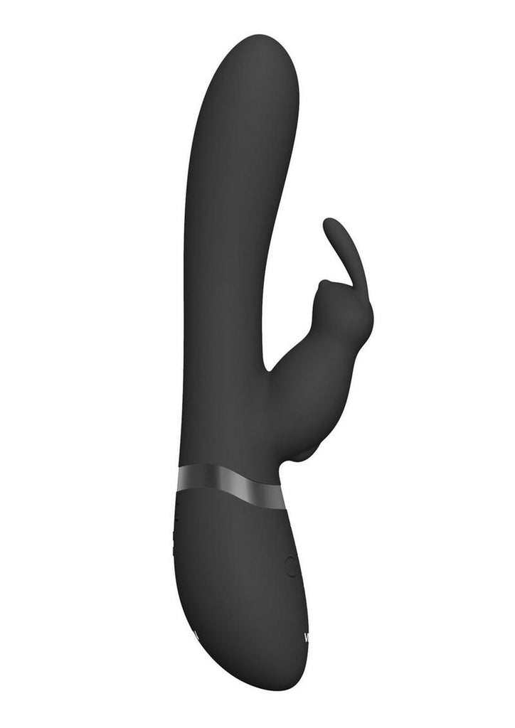 Vive Taka Rechargeable Silicone Inflatable and Vibrating Rabbit Vibrator - Black