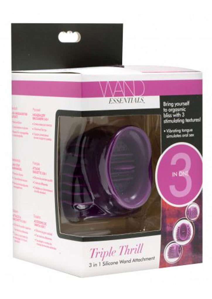 Wand Essentials Triple Thrill 3 In 1 Silicone Wand Attachment - Purple
