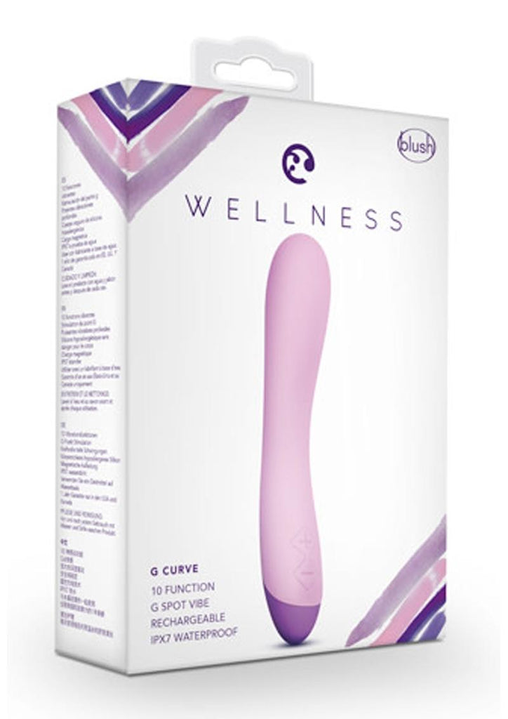 Wellness G Curve Rechargeable Silicone G-Spot Vibrator - Pink/Purple