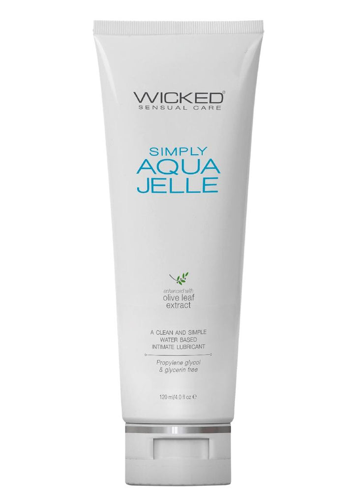 Wicked Simply Aqua Jelle Water Based Lubricant with Olive Leaf Extract - 4oz Tube