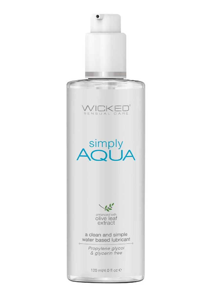 Wicked Simply Aqua Water Based Lubricant with Olive Leaf Extract - 4oz