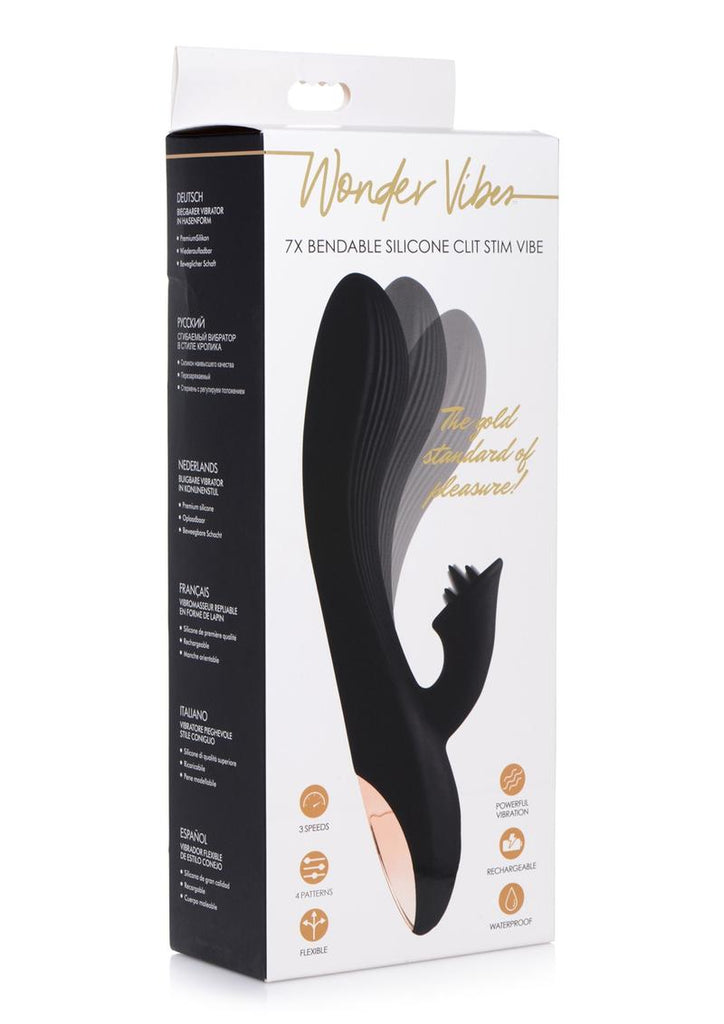 Wonder Vibes Bendable Silicone Rabbit Vibrator - Black