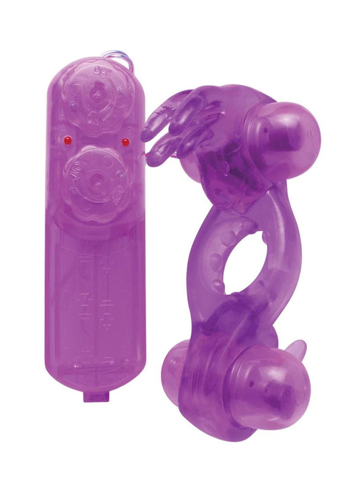 Wonderful Wonderful Wabbit Cock Ring with Dual Vibrating Bullets and Remote Control - Purple