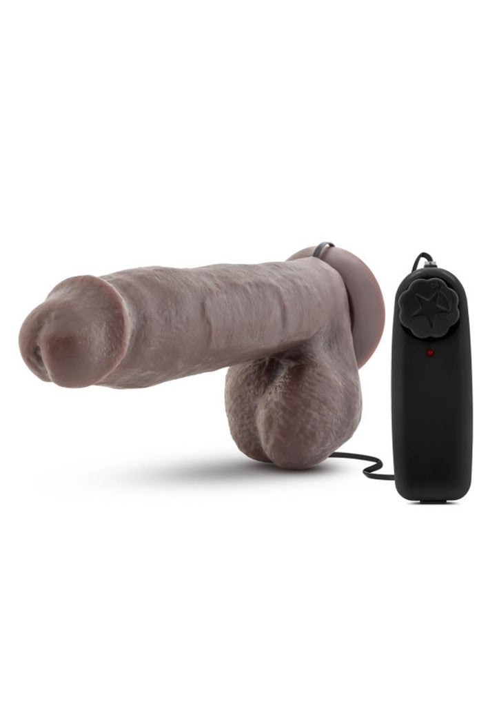 X5 Plus Vibrating Dildo with Remote Control - Black/Chocolate - 8in