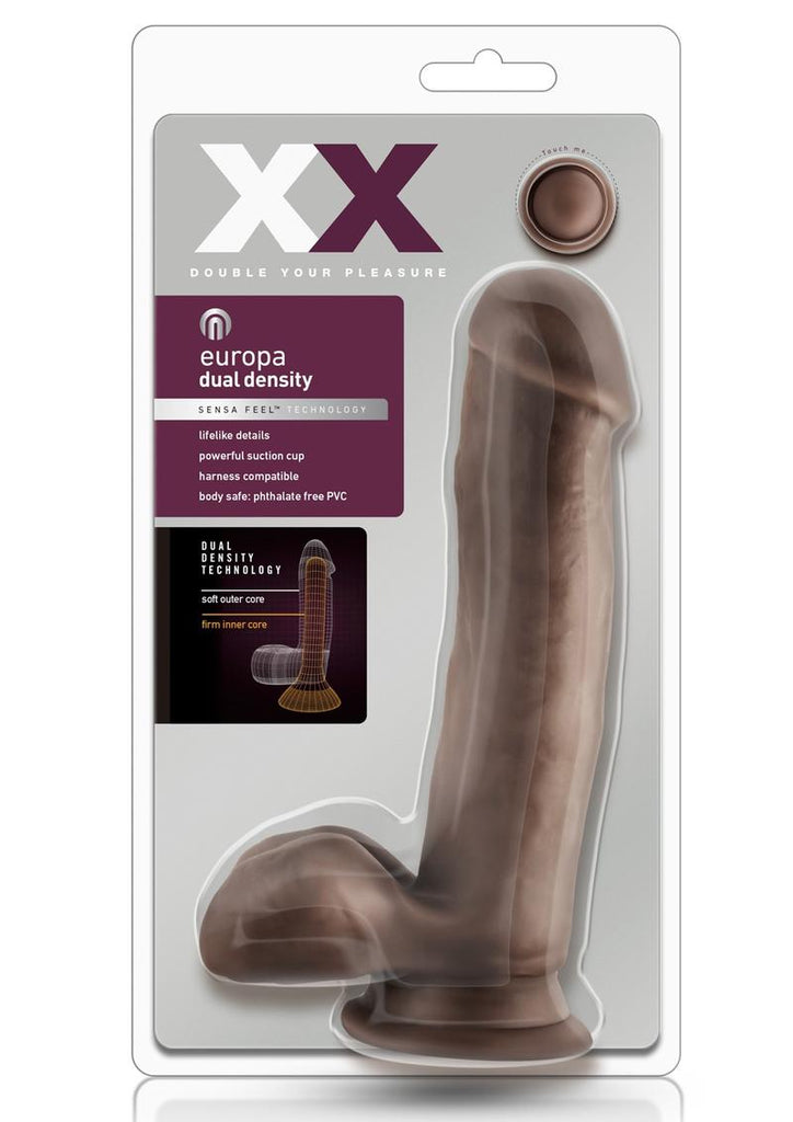 XX Europa Dildo with Balls - Brown/Chocolate - 7in