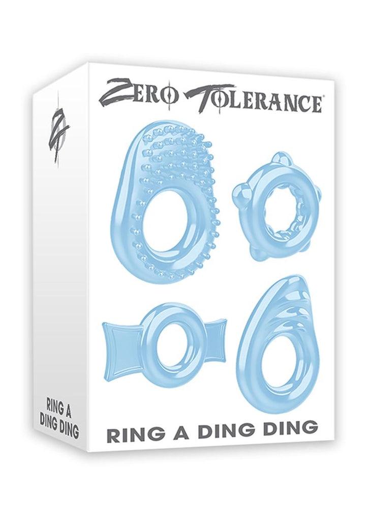 Zero Tolerance Ring A Ding Ding Cock Ring Kit - Blue - 4 Piece Kit