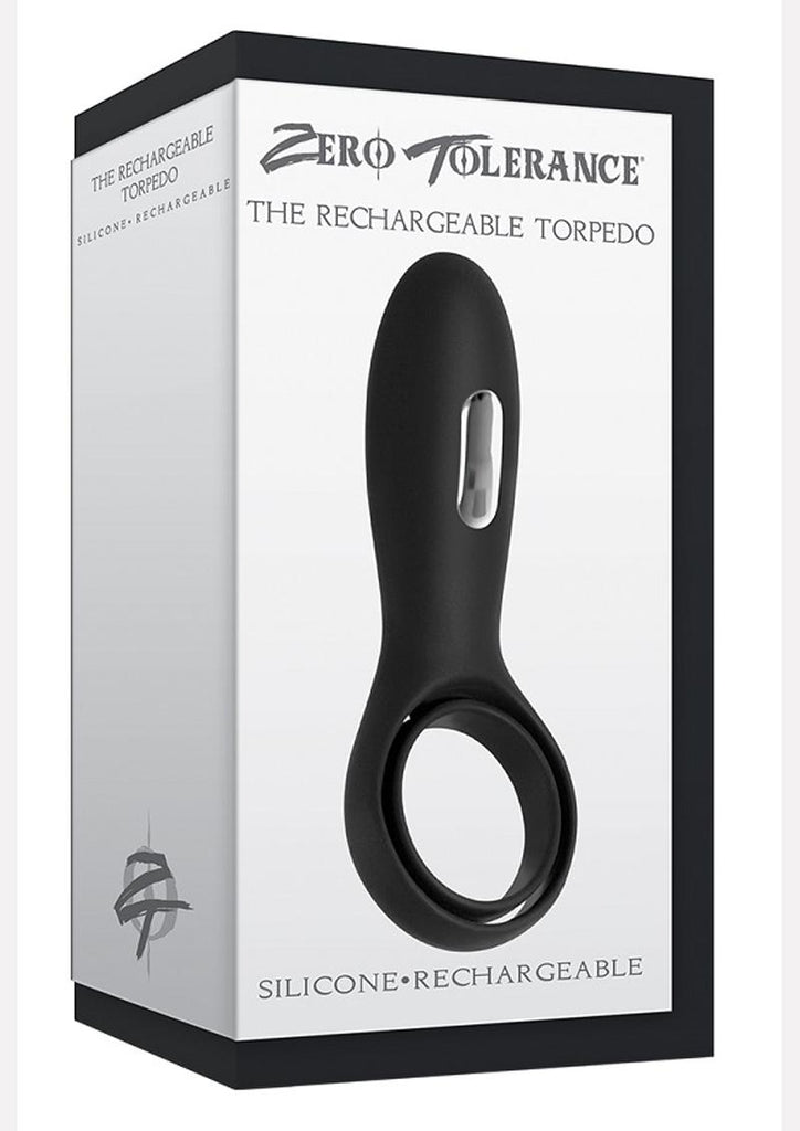 Zero Tolerance The Rechargeable Silicone Torpedo Vibrating Cock Ring - Black