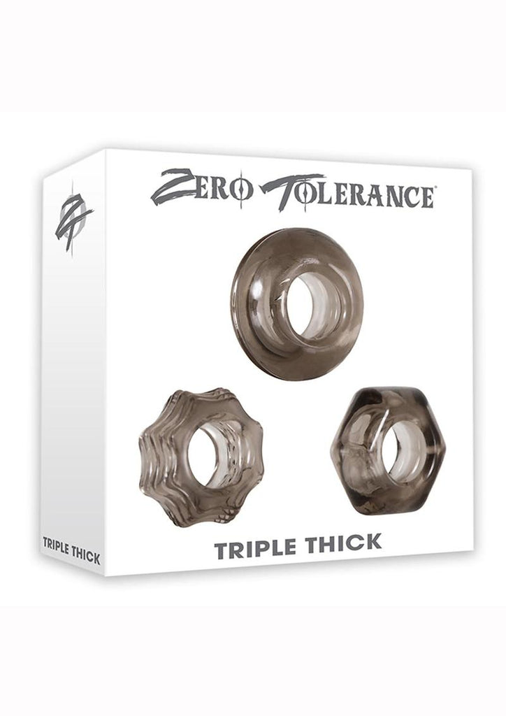 Zero Tolerance Triple Thick Cock Ring Kit - Smoke - 3 Piece Kit