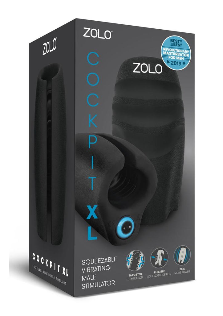 ZOLO Cockpit XL Rechargeable Vibrating Squeezable Masturbator - Black