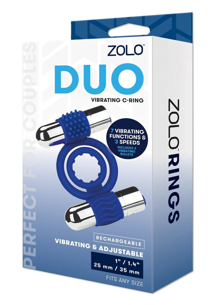 ZOLO Rechargebale Duo Vibrating C-Ring - Blue